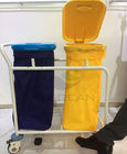 La bolsa anti polvo inoxidable del marco de acero dos de AG-SS019B con los compartimientos de la carretilla de la basura de la preparación del hospital de la cubierta