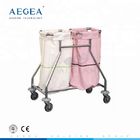 AG-SS019 con la carretilla del lavadero del hospital de la preparación médica de dos bolsos