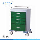 AG-GS001 con cinco series verde oscuro de los cajones accionan el carro médico de capa del hospital del acero inoxidable