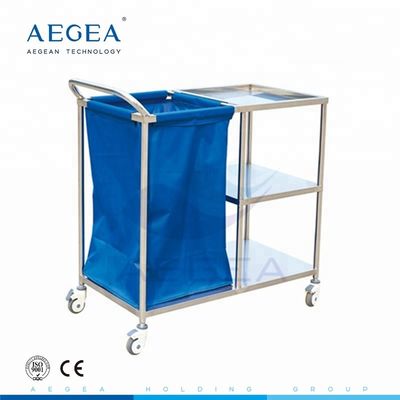 Carretilla sucia de lino de la basura del mueble de la limpieza del hospital de la base del acero inoxidable de AG-SS010A